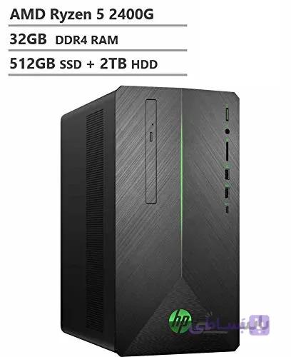 رایانه رومیزی 2019 HP Pavilion 690 VR Ready Gaming، AMD Ryzen 5 2400G Quad-Core، 32 GB DDR4، 512 GB SSD 2TB HDD، AMD Radeon RX 580، Wireless-AC، DVDRW، Bluetooth، Windows 10