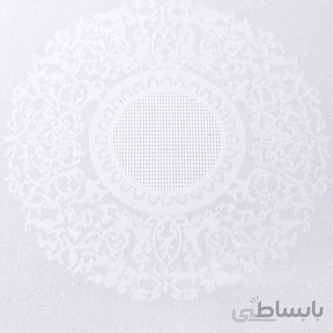رومیزی ژاگارد رزین تاژ 6 نفره گرد قطر 180 طرح رمانس سفید