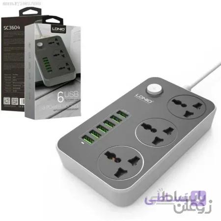 سه راهی برق و شارژر الدینیو مدل SC3604 — تصویر 1