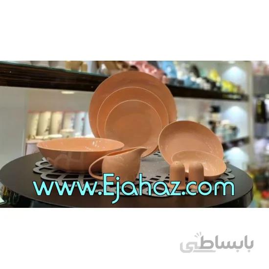 سرویس غذاخوری 30 پارچه چینی سرامیک رنگی گلبهی کلارا رومز