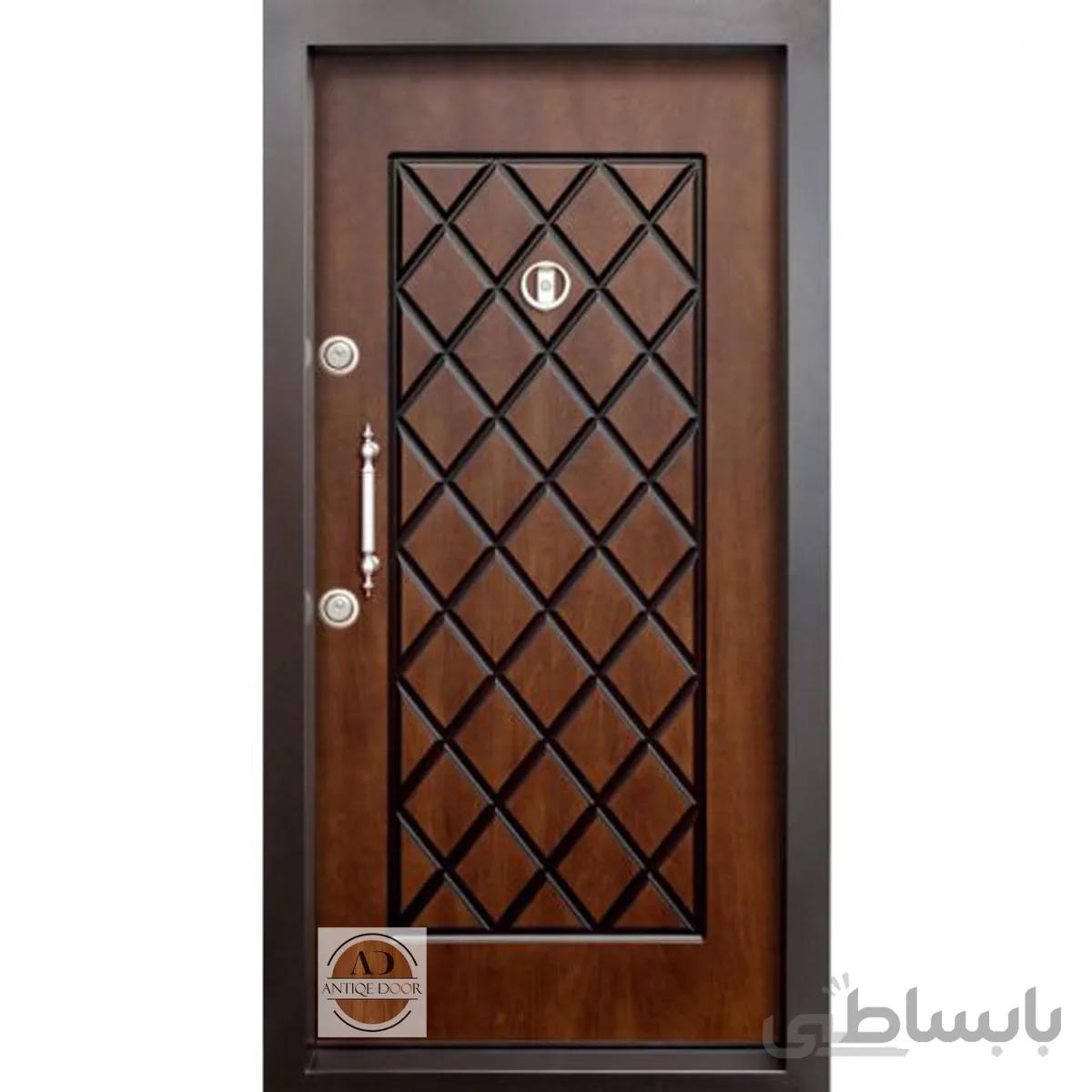 درب ضد سرقت لوزی روکش راش - 110*210 / چپ بازشو
