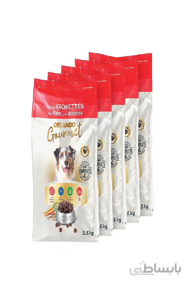 غذای خشک سگ بالغ اورلاندو طعم گوشت گاو و هویج | ORLANDO Gourmet dog dry food with beef and carrot