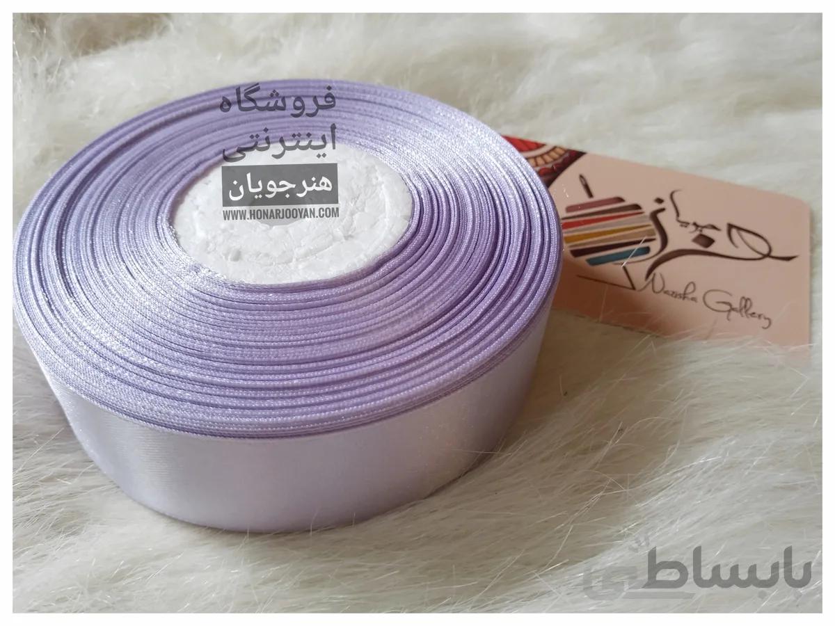 روبان ساتن 2.5 سانت بنفش کم رنگ رول کامل
