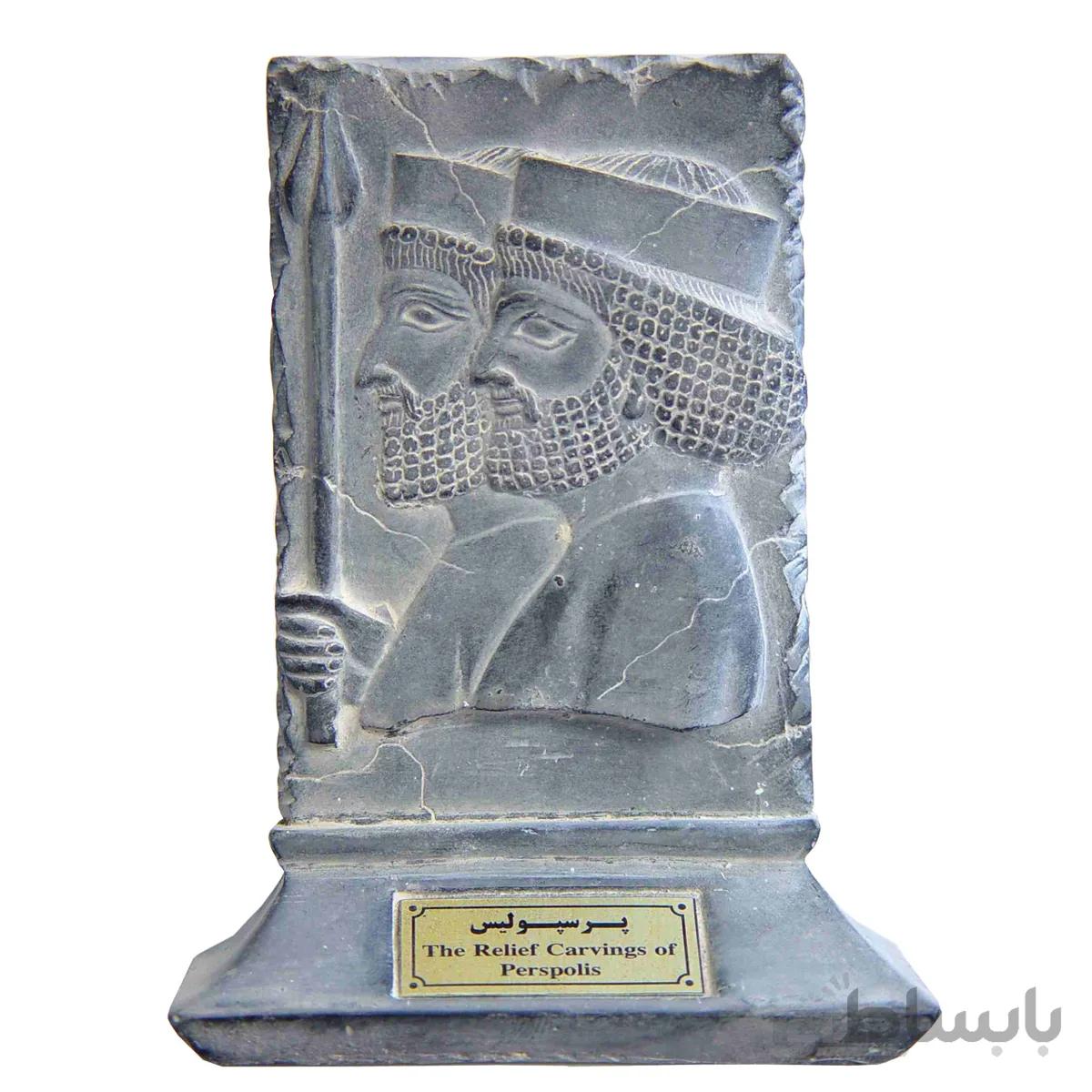 مجسمه تندیس و پیکره شهریار مدل لوح چهره دو سرباز پرسپولیس کد mo1000