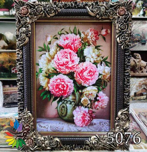 تابلو فرش دست بافت گونه طرح گلدان کد 5076