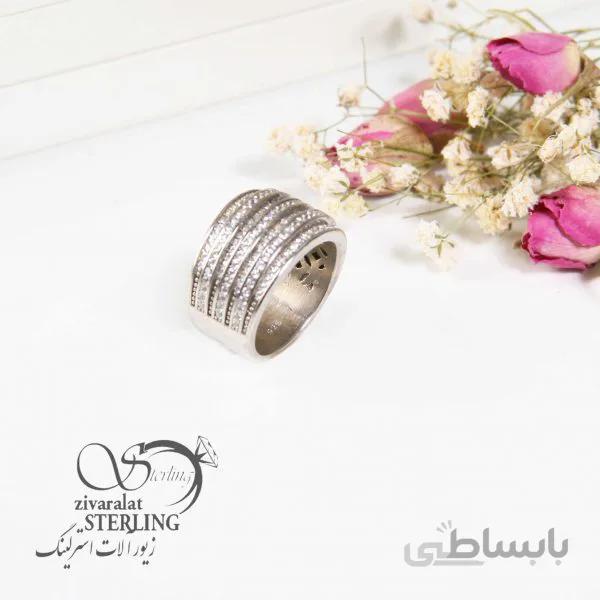 انگشتر نقره شیار دار زنانه ساخت ایتالیا