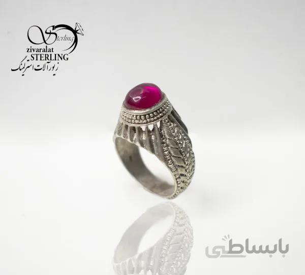 انگشتر نقره مردانه با سنگ یاقوت سرخ کد 180597