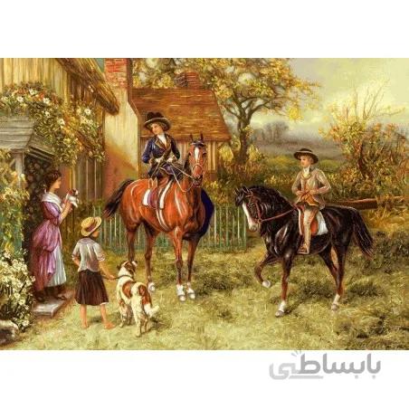 نخ و نقشه تابلو فرش فرانسوی کد 25 طرح گردش در طبیعت