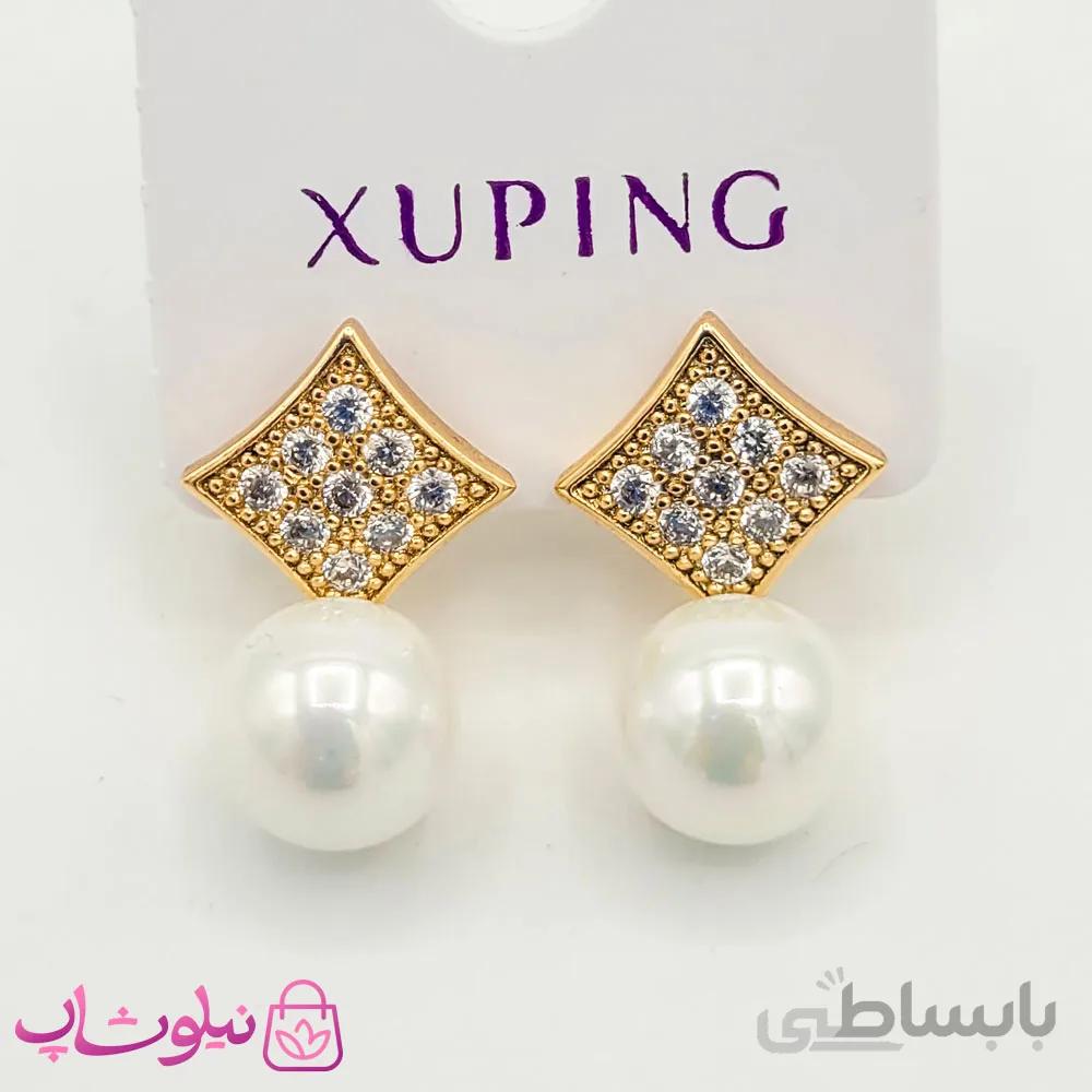 گوشواره زنانه مرواریدی ژوپینگ طرح لوزی کد 1940 4