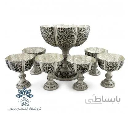 سرویس آجیل خوری قلمزنی طرح نقره
