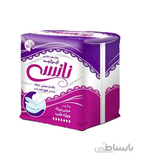 نوار بهداشتی بالدار خیلی نازک Nancy نانسی مدل ایرلید خیلی بزرگ ویژه شب کد 727 - بسته 10 عددی