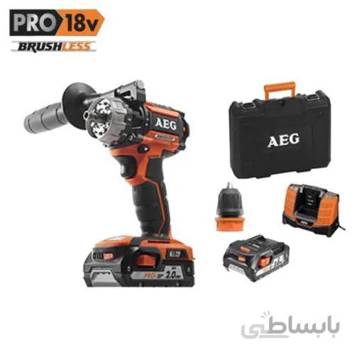 دریل پیچ گوشتی شارژی چکشی 18 ولت AEG مدل BSB18CBL-202C ا 18V AEG cordless hammer screwdriver drill model BSB18CBL-202C
