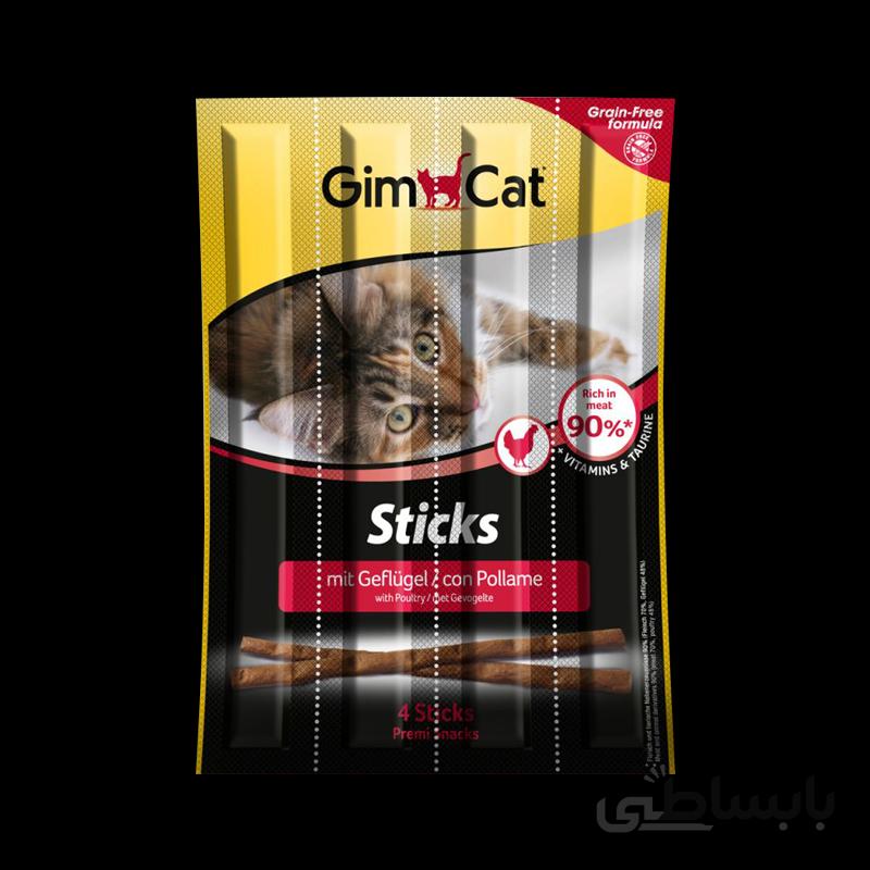 تشویقی مدادی گربه جیم کت با طعم مرغ GimCat Sticks Chicken بسته 5 عددی