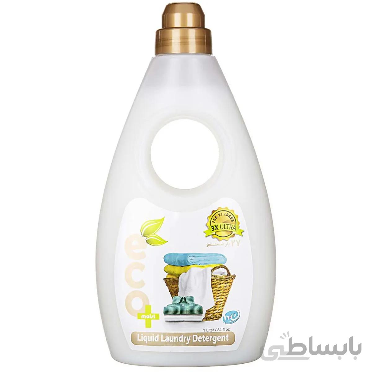 مایع لباسشویی نرم کننده و تثبیت کننده رنگ سفید ایکو مویست 1 لیتری ا -