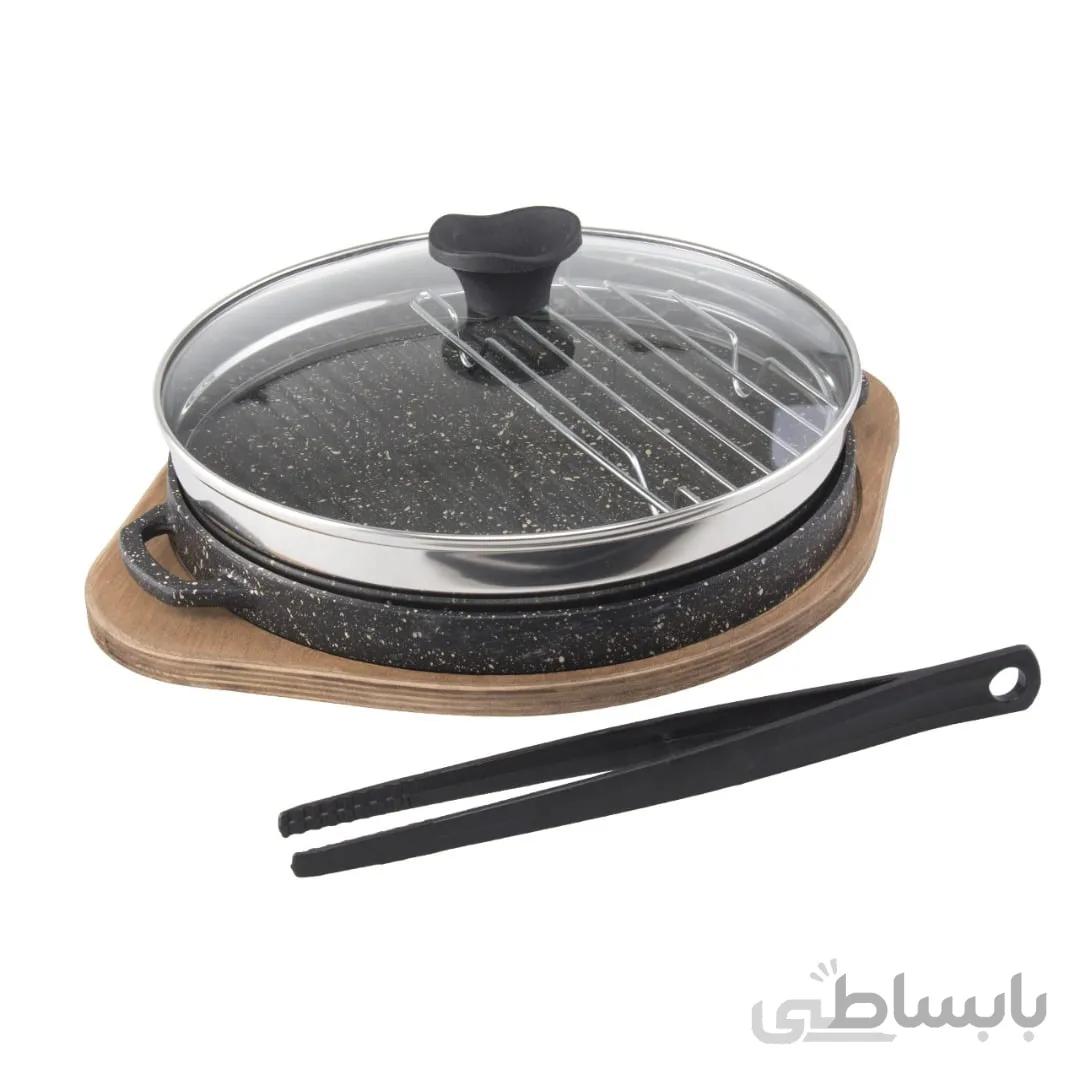 تابه گریل گرد 30 سانت 5 پارچه پرانی کد 5011