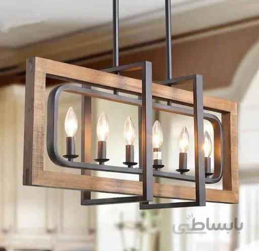 لوستر کانتری چوب و فلز