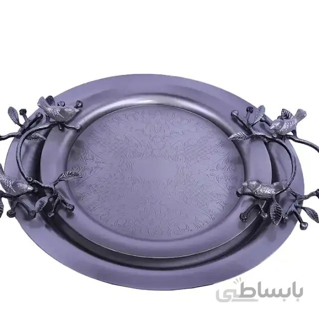 سینی پیوتر گرد سالی نو طرح گنجشک