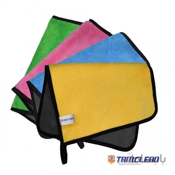 دستمال میکروفایبر نظافت خودرو تام کلین مدل TC-MFL450A بسته ی 4 عددی