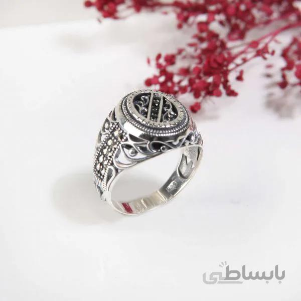 انگشتر نقره مردانه طراحی سیاه قلم