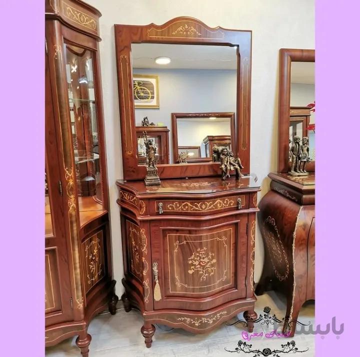 آینه کنسول چوبی مدل تک درب ناز کد ۱۰۲۰۰۴