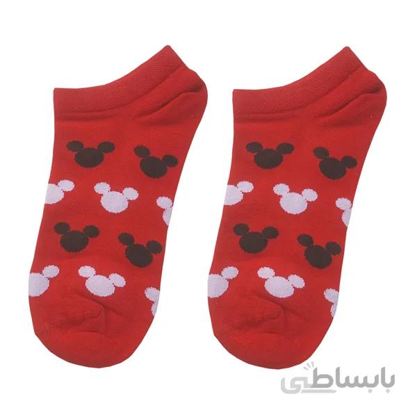 جوراب مچی زنانه قرمز فانتزی طرح میکی موس کد PH354