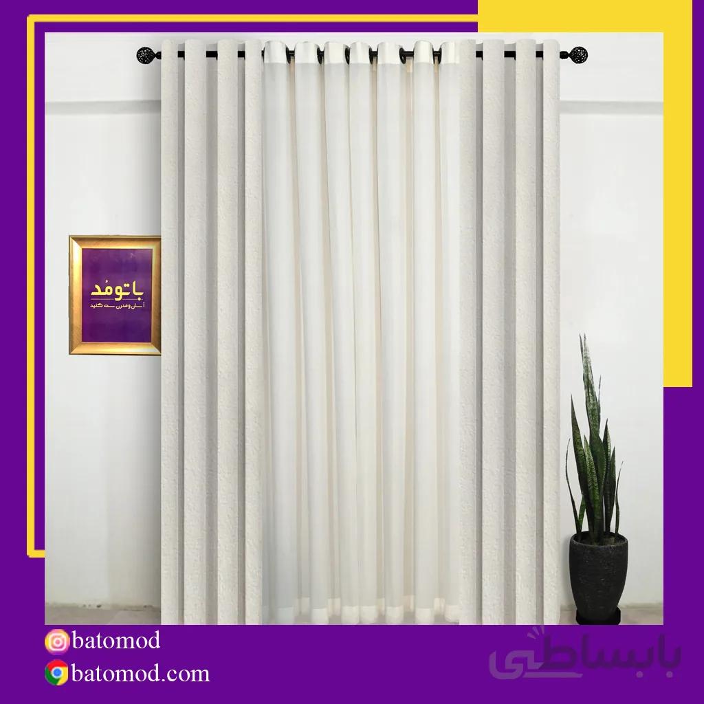 پرده آماده مخمل رنگ استخوانی کد 900