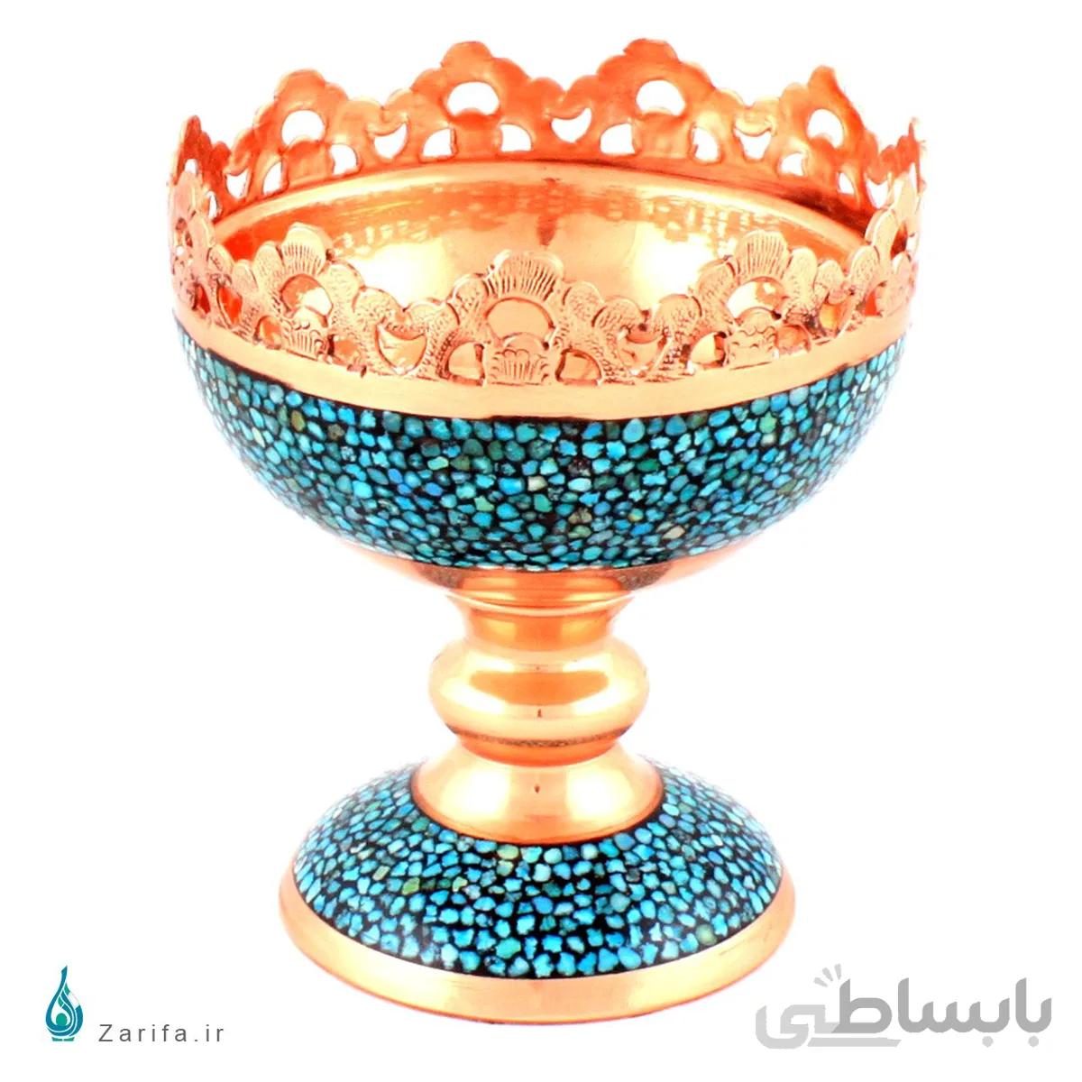 آجیل خوری فیروزه کوب مسی ارتفاع ۱۱ سانتیمتر