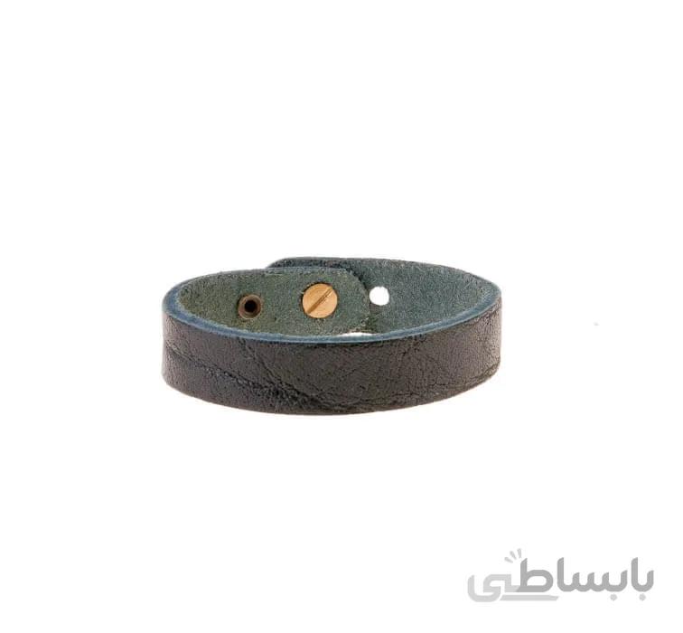 دستبند بافت دار چرمی مشکی مردانه LM1031