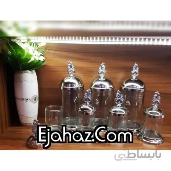 پاسماوری 7 پارچه تاجی نقره ای