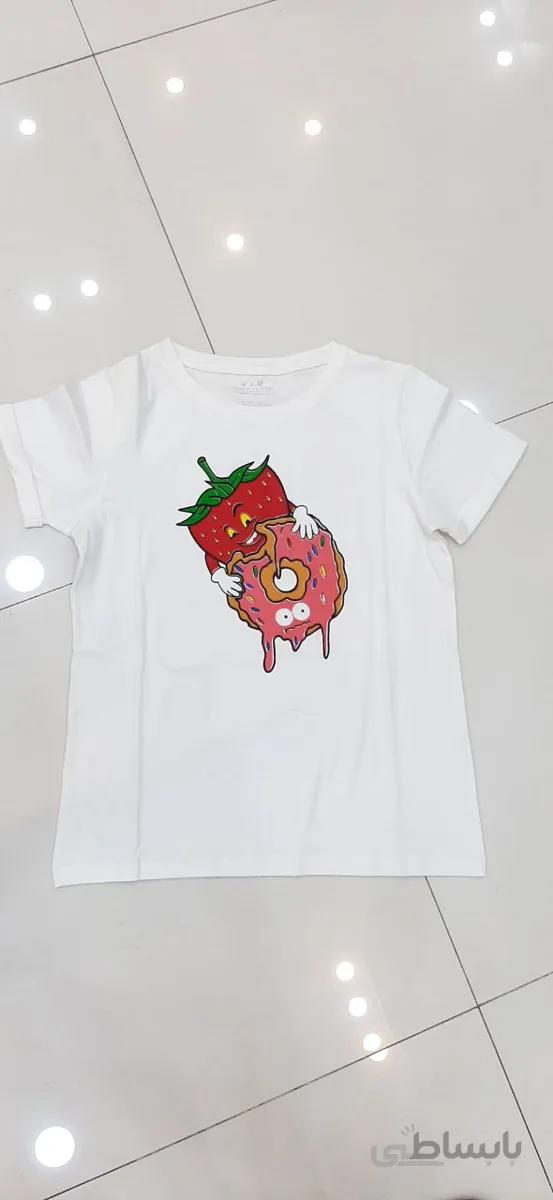 تیشرت زنانه طرح دونات وتوت فرنگی - s ا T.shirt