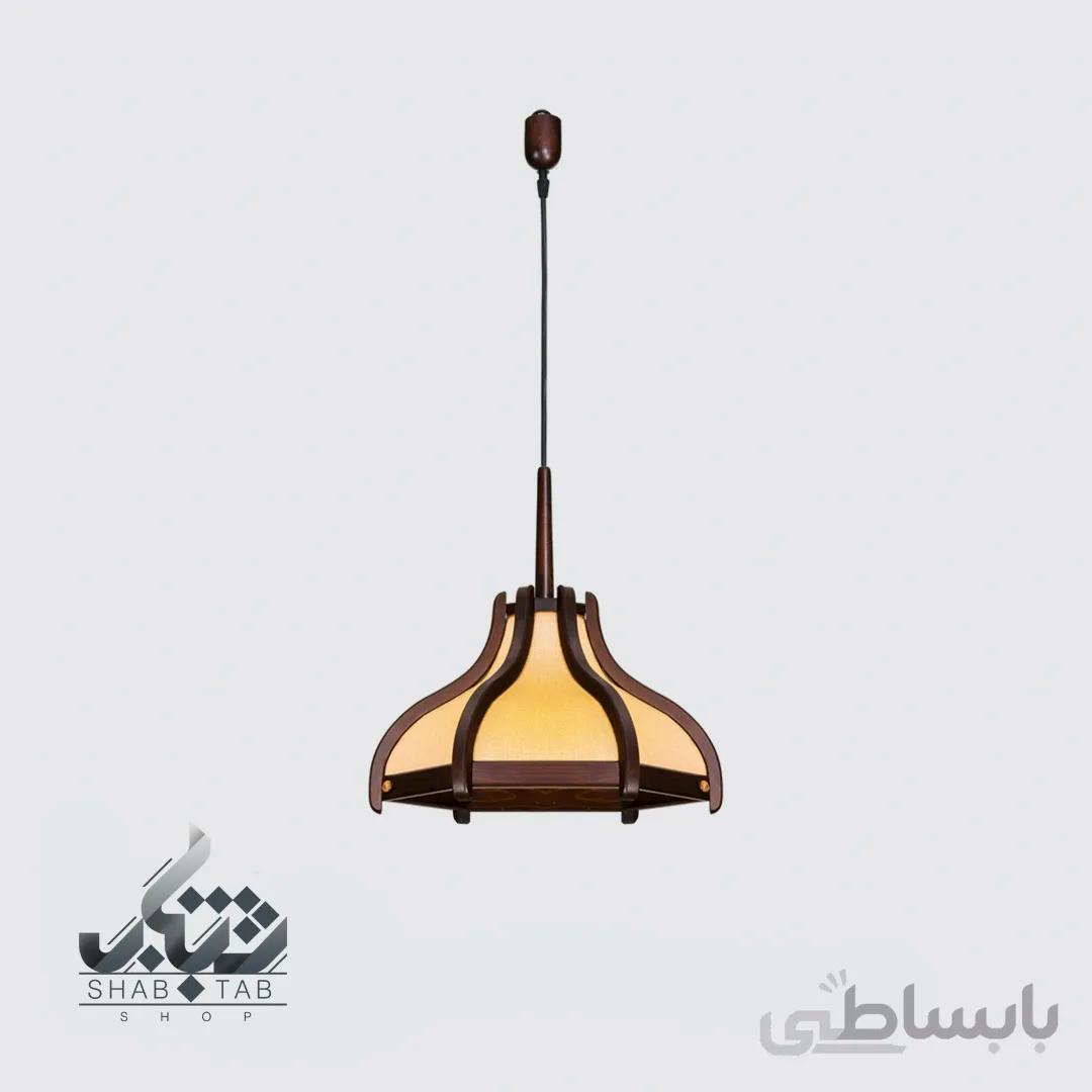 آویز تک لامپ دارکار مدل حصیری گلابی کد 104