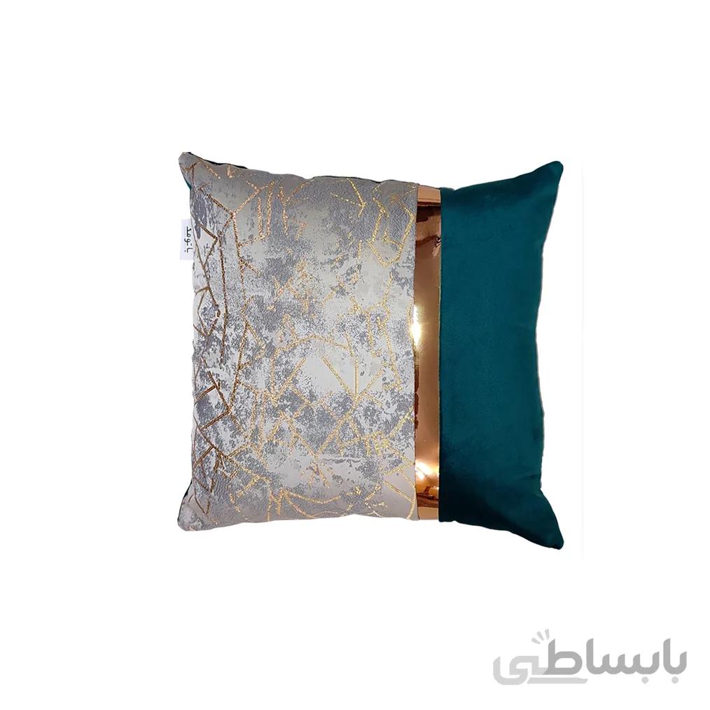 کوسن ترکیبی چرم و مخمل مدل یاسمن رنگ کله غازی