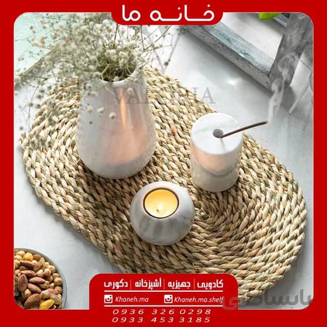 زیر بشقابی بیضی حصیری مدل والریا