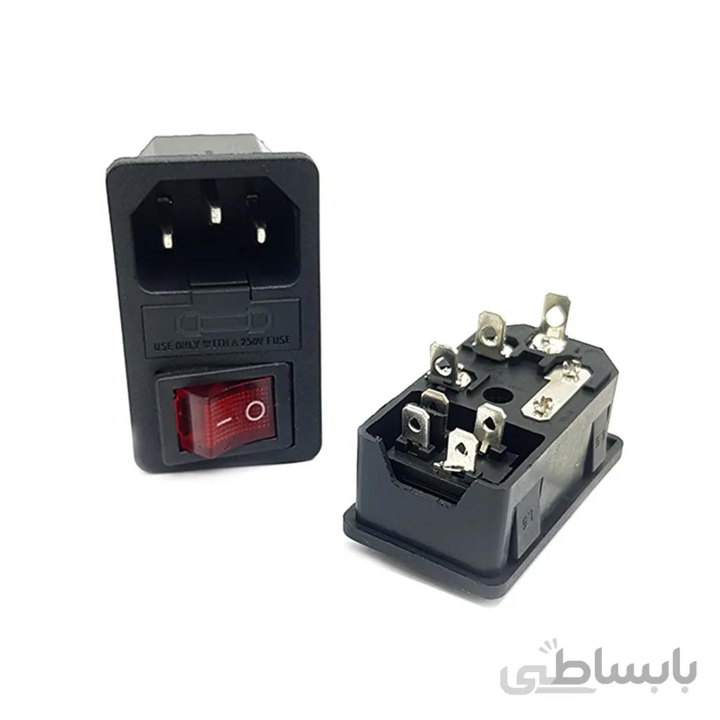 AC SOCKET MALE فیوزدار کلیددار خاری