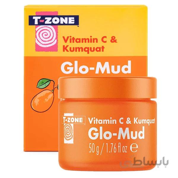 ماسک صورت ویتامین سی 3% کامکوات تی زون (T-Zone) | ضد لک و منافذ، روشن و تازه کننده پوست | 50 میل ا T-Zone Vitamin C & Kumquat Glo Mud 50ml