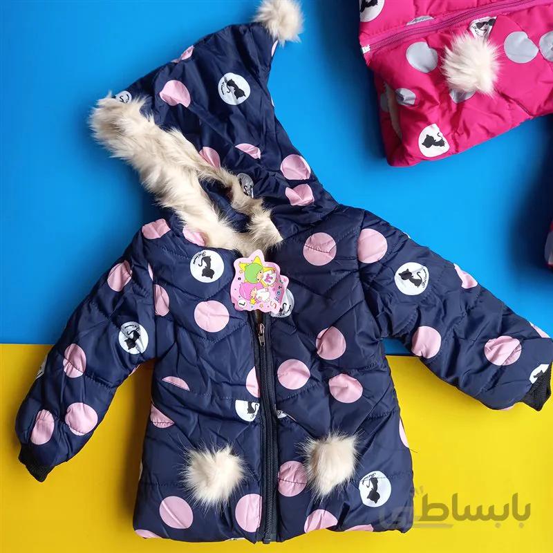 کاپشن بچگانه دخترانه مدل خال خالی سایز 35 و 40 کد 410