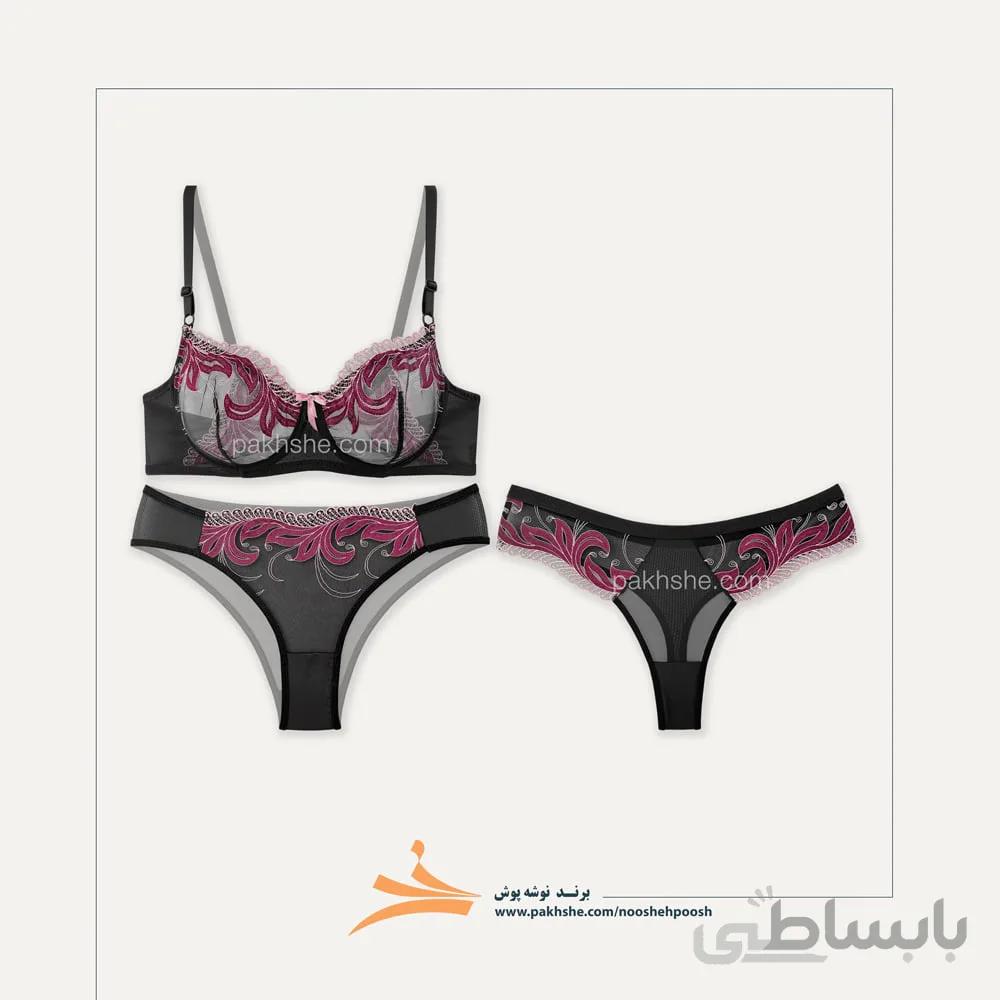 ست فانتزی مشکی فنردار برند نوشه پوش کد 40919