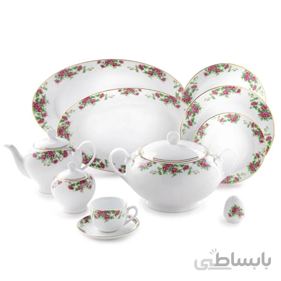 سرویس چینی 102 پارچه چینی زرین سری ایتالیا اف مدل بیدگل