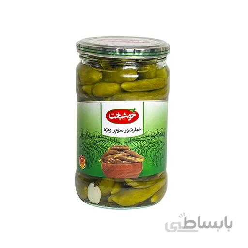 خیار شور سوپر ویژه 680 گرم خوشبخت باکس 12 عددی