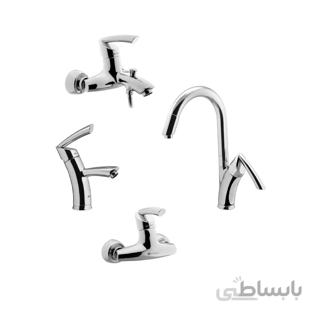 ست شیرآلات درخشان مدل تاپ کروم