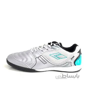 کفش فوتسال دیفانو رویه چرم مصنوعی مخصوص سالن رنگ نقره ایی