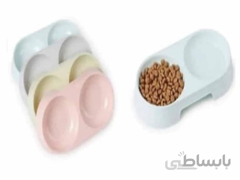 ظرف غذای دوقلو،دایره ای مخصوص سگ و گربه