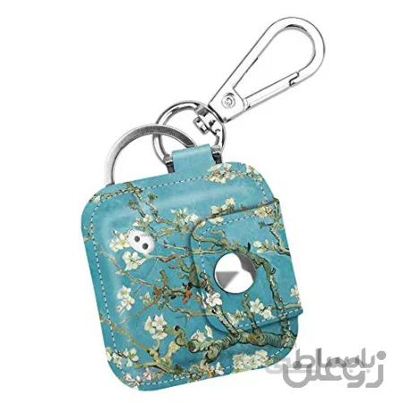 Fintie Case with Carabiner Keychain for Tile Mate، Tile Pro، Tile Sport، Tile Style Key Finder Phone Finder، Cover Anti-Scratch Vegan چرم روکش محافظ پوست با بلندگو قطع ، شکوفه