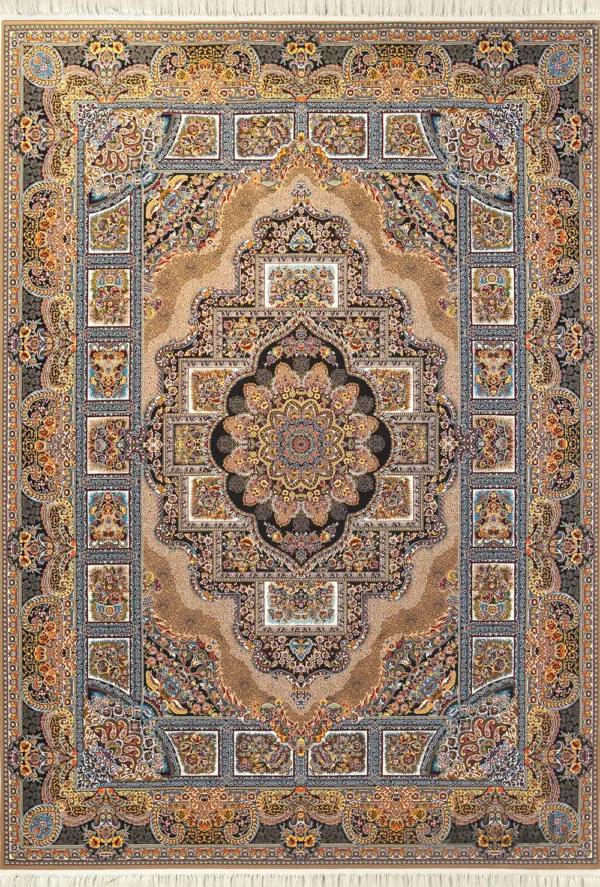 فرش کاشان 700شانه نقشه حوض نقره نسکافه ای