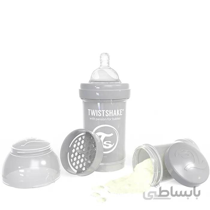 شیشه شیر ضد نفخ 180 میلی لیتر تویست شیک Twistshake خاکستری