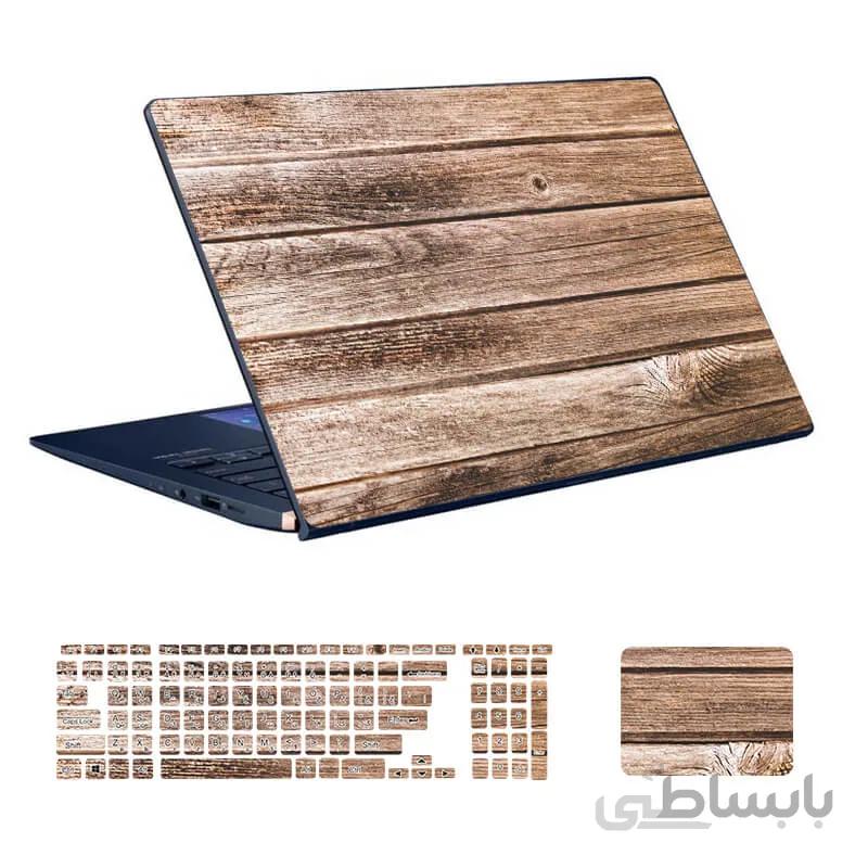 استیکر لپ تاپ طرح Wood کد ۲۵ به همراه استیکر کیبورد