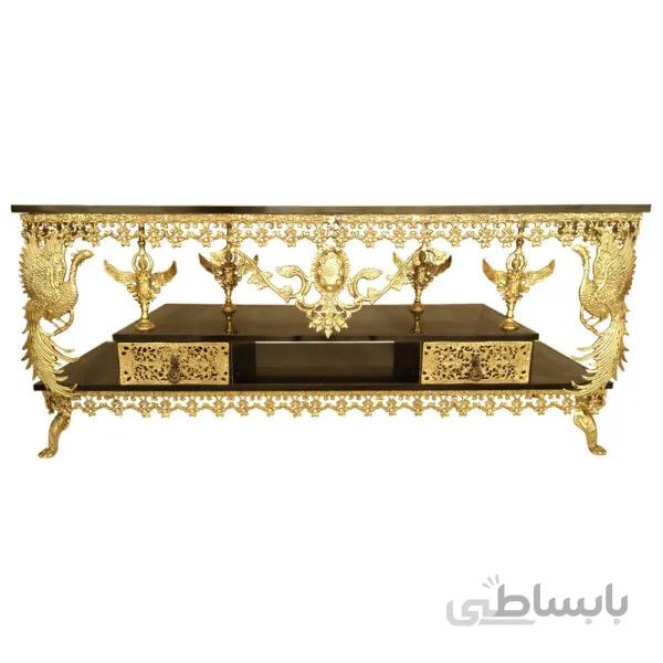 میز تلویزیون برنزی طرح سیمرغ تاج دار کد ۷۶۴