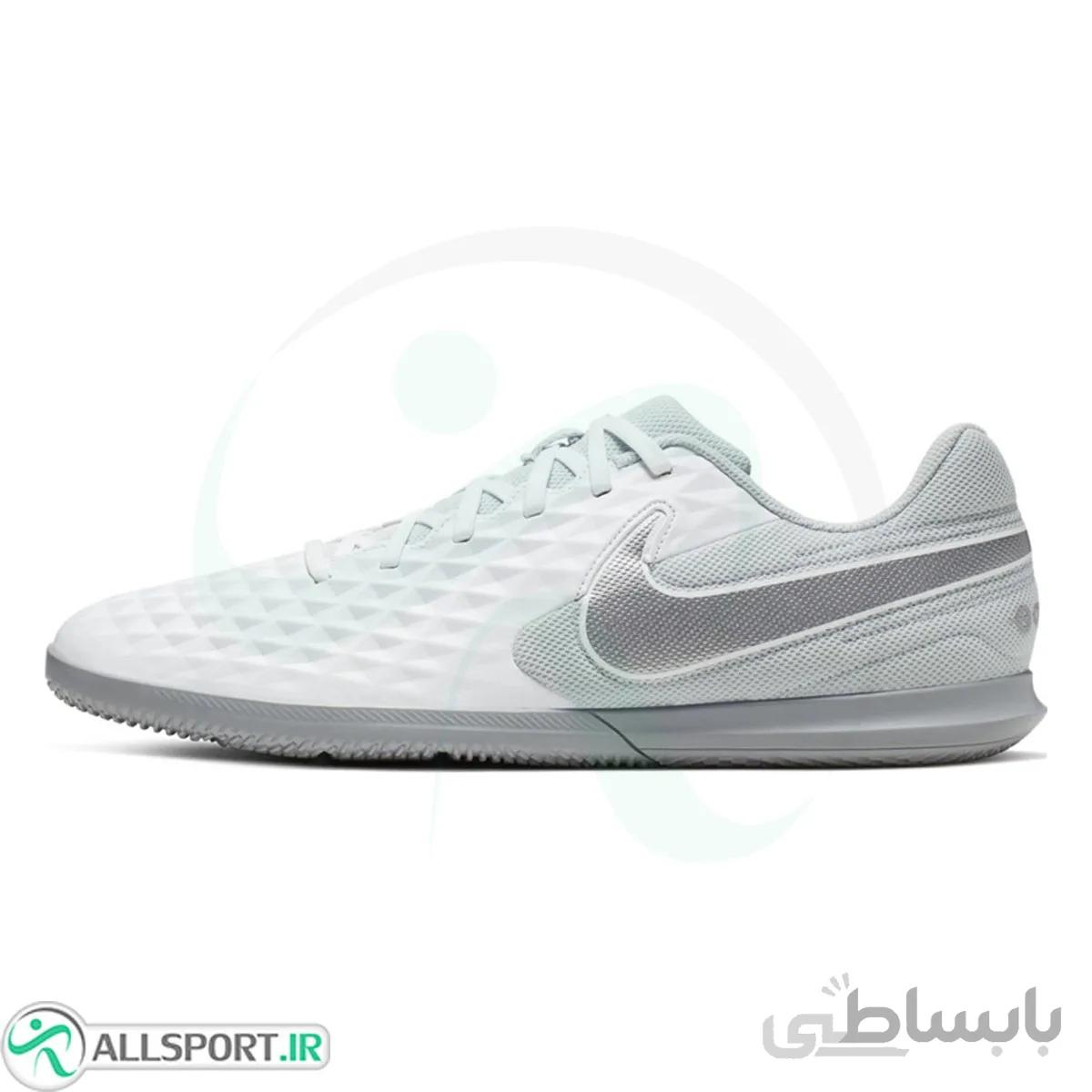 کفش فوتسال نایک تمپو طرح اصلی Nike Tiempo Legend 8 Club Ic M White Grey