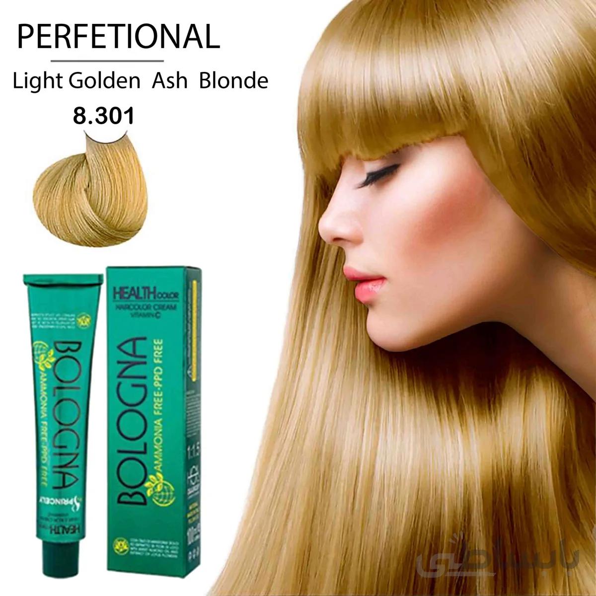 رنگ مو بدون آمونیاک و بدون پی پی دی بلونیا 100میل Light Golden Ash Blonde 8.301