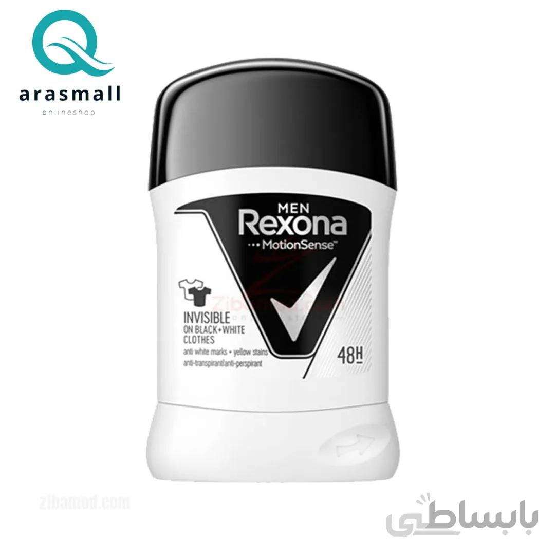 استیک دیودورانت ضد تعریق رکسونا rexona مردانه مدل invisible black and white حجم 40 میلی لیتر